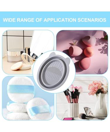Makeup Brush Cleaner Bowl | Bear Ears Collapsible Silicone Cleaner Mat Portable Washing Tool for Makeup Sponge Small Cleaner Pad for Powder Puff grey - Buy Online on GoSupps.com