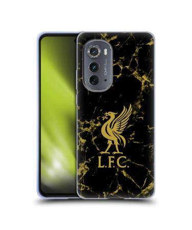 Head Case Designs Officially Licensed Liverpool Football Club Black & Gold Marble Crest & Liverbird Patterns 1 Soft Gel Case Compatible with Motorola Edge (2022)
