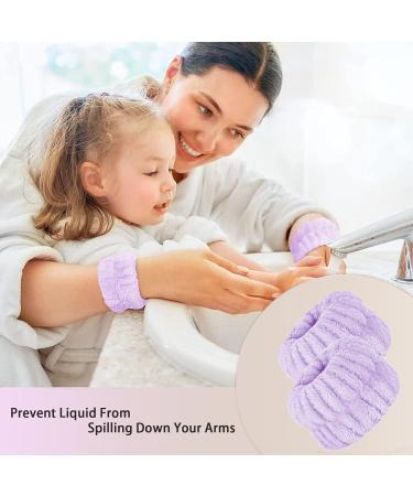 8PCS Microfiber Spa Wrist Washband Towels for Women - Elastic Absorbent Wristbands with Toiletry Bags in Beige, Rose, Brown, Purple - Buy Online on GoSupps.com