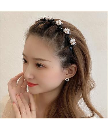 Shop Tseenyi Pearl Hairpin & Band - Layered Pony & Baroque Crystal Headband Jewelry for Women & Girls | Valentine's Day Gift (Black) - Buy Online on GoSupps.com