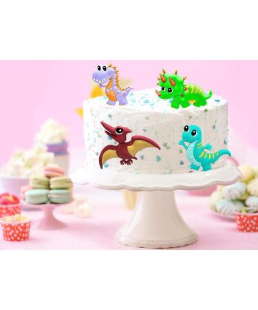 Miniature 3D PVC Dinosaur Cake Topper Set - Gold Acrylic Happy Birthday Sign 8 pcs Big Bright Food-Safe Dino s - Ideal for Kids Party Wild One Cake Decor Baby Celebrations - Buy Online on GoSupps.com