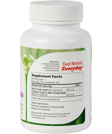 Zahler Milk Thistle Liver Cleanse - All Natural Detox Support Supplement with 80% SILYMARIN - 60 Capsules - Buy Online on GoSupps.com