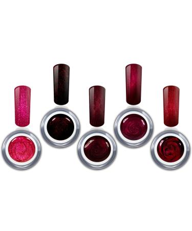 Color gel set red metallic and glitter premium LED UV gels color gel nail gel for nail design RM Beautynails 5 x 5ml (pack of 5)