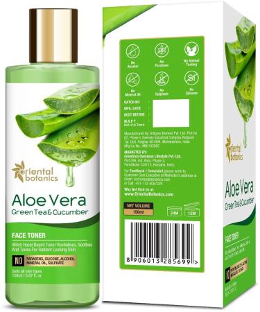 Aloe Vera Green Tea & Cucumber Face Toner - Hydrating & Alcohol-Free - 150ml - Best International Shipping - Buy Online on GoSupps.com