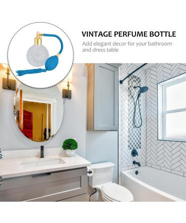 Housoutil Vintage Perfume Bottle 3.4oz - Refillable Glass Spray Bottle with Long Tassel for Home Decor & Cocktails - Elegant Blue Design - Buy Online on GoSupps.com