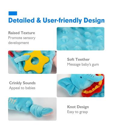 Hahaland Elephant Security Blanket with Teething Toys | Baby Loveys for Boys & Girls 0-12 Months | Newborn Baby Gifts - Buy Online on GoSupps.com