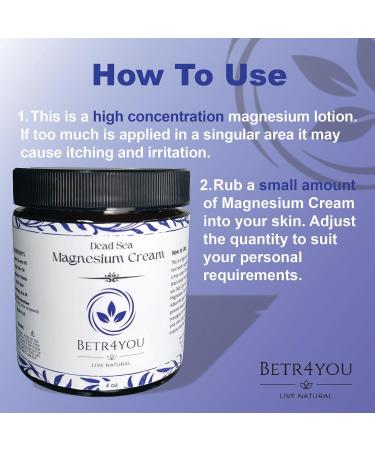 BETR4YOU Official Dead Sea Magnesium Cream 4 Oz | Best Magnesium Lotion by TikTok Star - Buy Online on GoSupps.com