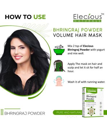 Elecious Bhringraj Powder for Hair Growth - 200G | Edible Preservative-Free Ideal for Hair Packs Oils & All Hair Types - Buy Online on GoSupps.com