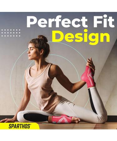 Sparthos Ankle Compression Socks - Plantar Fasciitis Support & Arch Brace for Men & Women - Enhance Circulation Reduce Swelling - Flamingo Pink Small (Pack of 2 - Buy Online on GoSupps.com
