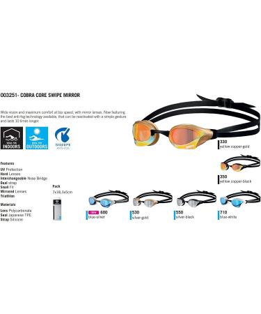Arena Cobra Core Swim Goggles Blue/White Unisex Anti-fog Mirror (New) - Buy Online on GoSupps.com
