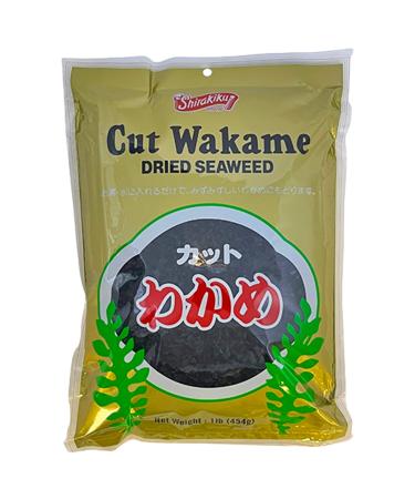 Shirakiku Cut Wakame Dried Seaweed - Dry Seaweed, Organic Seaweed, Sea Kelp - Fresh Vegetables and Seaweed Chips for Miso Soup, Ramen, and Sushi - Pre-Cut, Resealable Package - 16 Ounces