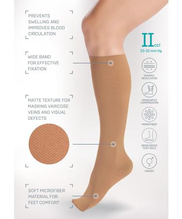Buy Tonus Elast 23-32 mmHg Compression Knee Socks for Men & Women - Medical Class II - Closed Toe - KKL 2 - Size M (158-170 cm) - Black - Buy Online on GoSupps.com