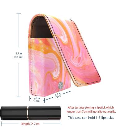 Buy Stylish Leather Lipstick Case with Mirror | Mini Lip Gloss Organizer Abstract Watercolor Orange - Buy Online on GoSupps.com