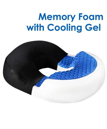 Blue Memory Foam Donut Pillow for Tailbone Pain Relief - Cool Gel Hemorrhoid Cushion for Postpartum, Pregnancy, Men and Women - Buy Online on GoSupps.com