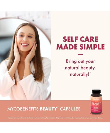 Host Defense MycoBenefits Beauty Capsules - Supplement for Healthy Hair & Nail Strength - Skin Elasticity & Health Aid - Mushroom Supplement with Biotin & Hyaluronic Acid - 60 Capsules (30 Servings) - Buy Online on GoSupps.com