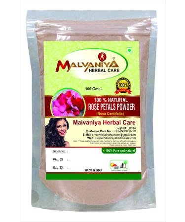 100% Natural Rose Petals (ROSA CENTIFOLIA) Powder for GLOWING PINK SKIN NATURALLY by Malvaniya Herbal Care (100 g) (Only For External Use)