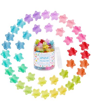 EAONE 100Pcs Mini Star Hair Clips Small Cute Hair Clip Non Slip Tiny Claw Clips Kawaii Hair Styling Accessories for 90s 2000s Girls and Women with Multiple Candy Colors Assorted Box Packaged Stars