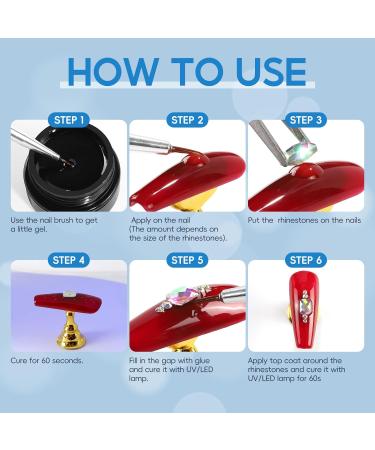 PEACECOLOR 5G Nail Art Rhinestone Crystal Glue Gel Soak Off Gel Clear No Wipe Adhesive Gems Diamonds Jewelry Gel Nail Polish Decoration Nails Art Design for Women Girls DIY Nail Beginner Salon - Buy Online on GoSupps.com