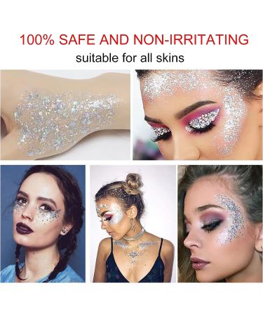 Sparkling White Body Glitter Gel for Face, Eyes, Hair - Long Lasting Mermaid Scales Makeup for Festival, Party, Halloween - Women, Kids - Buy Online on GoSupps.com