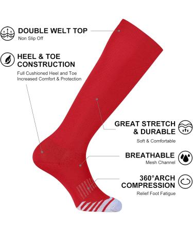 FITRELL Over-the-Calf Knee High Baseball Soccer Softball Socks (2 Pack) - Red - Medium - Buy Online on GoSupps.com