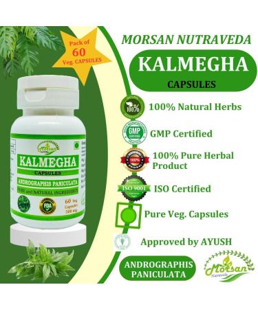 Natural and Pure Herbal Kalmegha (Andrographis Paniculata) Extract Capsules | Highest Potency 100% Natural Product | Pack of 60 x 500 mg. Veg. Capsules (Pack of 1) - Buy Online on GoSupps.com