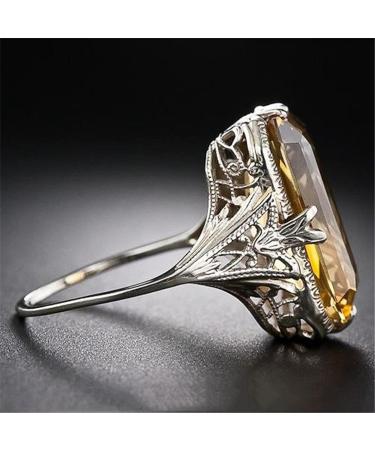 Vsoruln 925 Sterling Silver Square Citrine Ring - 3Ct Zirconia Promise Cocktail Ring for Women (Size 10) - Buy Online on GoSupps.com