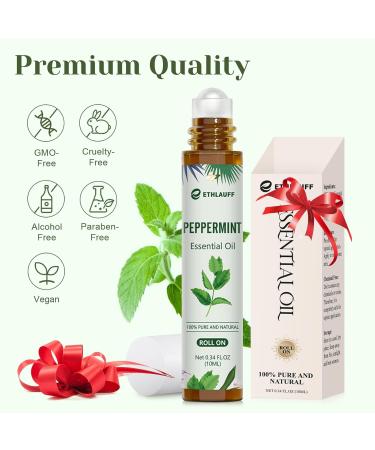 Peppermint Essential Oil Roll On Natural Aromatherapy Oil Blend Roller with Fresh Minty Aroma - Headache Stress Relief Self Care Gifts for Women - Buy Online on GoSupps.com
