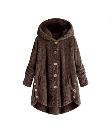 Hanxiulin fleece plush jacket fluffy warm zipper wool jacket women winter jacket jacket long hood fleece jacket casual fashion plush jacket step jacket warm cozy winter jacket coffee 5xl