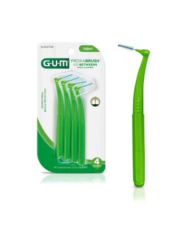 GUM - 10070942302835 Proxabrush Go-Betweens Interdental Brushes, Angle Cleaner, Tight, 4 Count (Pack of 6) 24 Brushes Brushes