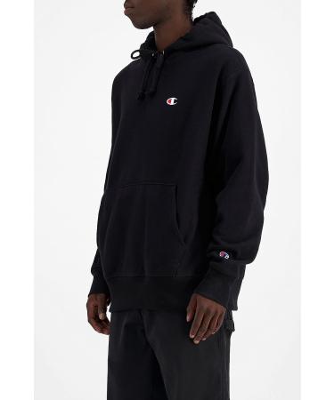 Champion Men's Reverse Weave Pullover Hooded Sweatshirt - Best Hoodies for Men - C Logo - Black - Buy Online on GoSupps.com