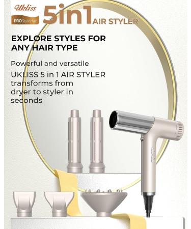 5 in 1 Air Styler 110000 RPM High Speed Hair Dryer Low Noise Blowdryer Hair Dryer Curler 200 Million Negative Ionic Hair Dryer Hairdryer with Diffuser Travel Hairdryers for Travel Home Use Silver - Buy Online on GoSupps.com