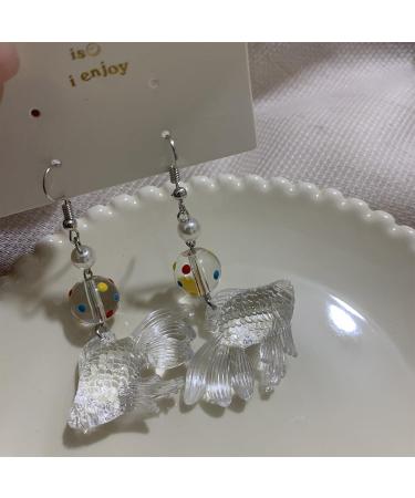 Feylie Goldfish Dangling Earrings - Trendy Cute Drop Earrings in Acrylic for Students & Office Professionals - Buy Online on GoSupps.com