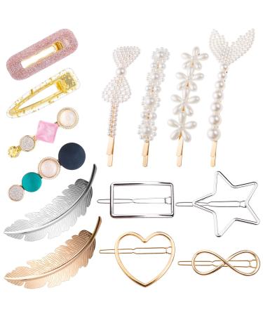 Melliex 14 pieces pearls hair clip metal hair clip women acrylic resin girls hair clips for wedding daily party style 2