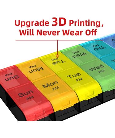 XL 2-Times-a-Day Weekly Pill Organizer Rainbow - 7-Day AM PM Pill Case for Vitamins and Medications - Oversized Big Pill Container - Buy Online on GoSupps.com