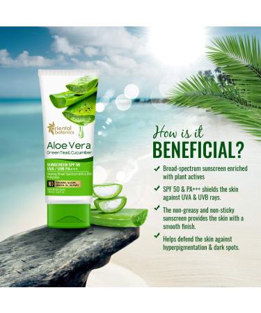 Buy Oriental Botanics Aloe Vera Green Tea Cucumber Sunscreen SPF 50 - 100ml | UVA/UVB Protection | International Shipping Available - Buy Online on GoSupps.com