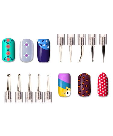 Beaute Galleria 5 Piece 2-Way Dotting Pens Nail Art Design Set - Manicure Tools for Marbleizing, Swirling, and Mandala Art - Buy Online on GoSupps.com