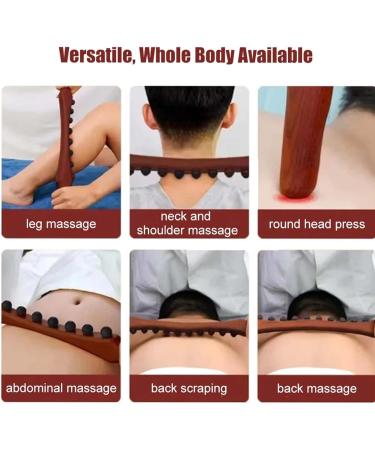 Massage Wood Stick - 3 Rows of 31 Pearl Points for Muscle Tension Relief | Body Massage Tool - Buy Online on GoSupps.com