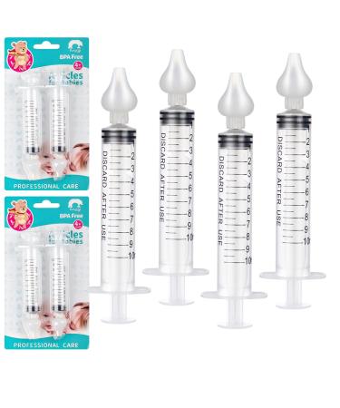 ONEVER Baby Nasal Aspirator - Professional Rinse System Baby Nasal Irrigator Portable Infant Nose Cleaner Quick Rinse Device BPA Free Nose Sucker for Baby Newborn Infants Kids Children (4 Pieces) Transparent 4 Pieces