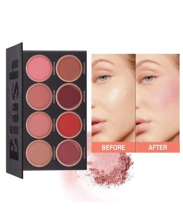 8 Colors Blush Palette - Powder & Cream Contour Highlight Palette for Natural Nude Makeup - Professional Facial Blush - Buy Online on GoSupps.com