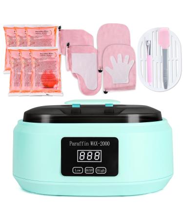 Machine cire de paraffine pour les mains et les pieds 3500 ml avec 6 cire de bain paraffine temps automatique et garde au chaud (bleu)
