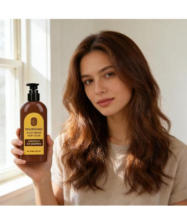 Plant-based hair dye Chestnut coloring shampoo 3-in-1 natural hair color | Total gray coverage Gentle moisturizing formula Smooth and shiny hair for men and women - Buy Online on GoSupps.com