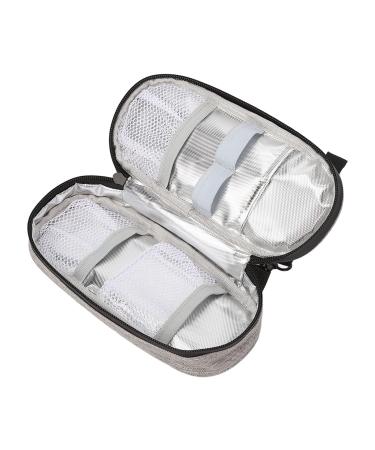 Insulin Cooler Bag Better Storage Zipper Design Durable Aluminium Foil Wide Application Portable Insulin Cooling Pouch for Indoor(Grey)