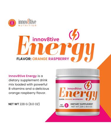 Innov8tive Energy Orange Raspberry Drink Mix | B Vitamins for Energy & Cognitive Focus | 228g Energy Supplement - Buy Online on GoSupps.com