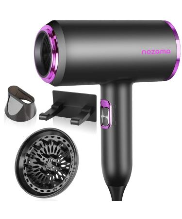 Ionic Hair Dryer, Nozama 1800W Professional Hair Blow Dryers with 3 Heat Settings, 2 Speed, 3 Cool Settings,2 Concentrator Nozzles, Fast Drying Blow Dryer for Home, Travel, Salon and Hotel