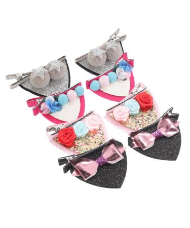 Toyvian 4 Pairs Barrettes Cat Ears Hair Clips for Hair Barrette Hair Accessories Hair Barrette Animal Ears Barrette Three-dimensional Cloth
