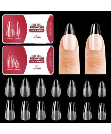 240 pieces of wrong nails nail tips half-matted 12 sizes pre-shaped half matt tips nails Gelly nail tips for all nails (medium coffin + medium almond)