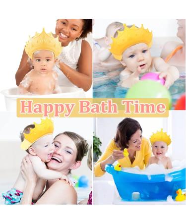 Baby Shower Cap Bathing Cap Kids Ear Protective Caps Soft Silicone Adjustable Waterproof Crown Shape Bath Visor Hat Safe Shampoo Shower Bathing Protection Bath Cap Washing Hair for Prevent Water and Foam into Eyes Ears Face for Toddler Baby Kids Children  - Buy Online on GoSupps.com