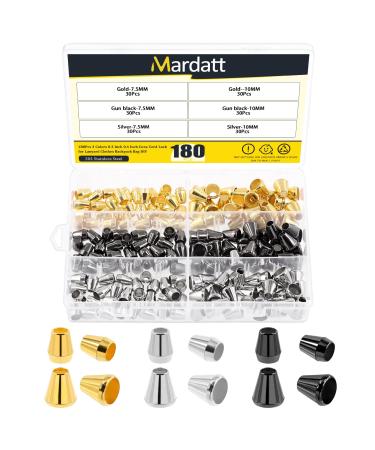 Mardatt 180PCS Rope End Lock Cone Cord Lock Rope End Lock Bell Rope Fastener End Stopper for Lanyard Clothes Backpack Bag DIY 0.3inch 0.4inch 6 styles end stopper locks