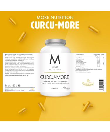 MORE Curcumore - 210 Organic Turmeric Capsules with Curcuminoids Sulforaphane & Piperine | 180g - Shop Internationally for Premium Health Benefits - Buy Online on GoSupps.com