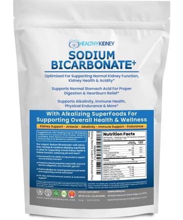 Organic Sodium Bicarbonate Alkaline Supplement For Alkalinity. Support Kidneys & Stomach Acid Neutralizer with Alkaline Superfoods. Sodium Bicarbonate Powder Kidney Immune Support Antacid Sports 2 LB.